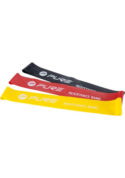 PURE2IMPROVE P2I200280 3'lü Direnç Lastiği Mini Band Seti, Siyah/sarı/kırmızı