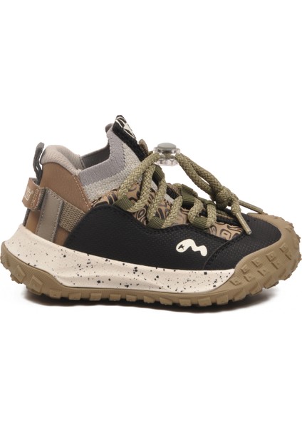 Siyah Bağcıklı Hafif Esnek Kaymaz Erkek Çocuk Spor Ayakkabı 22674 P