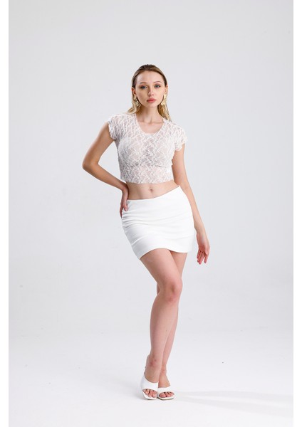 Pis Dikişli Dantel Crop Bluz | BUST36335 fiyatları