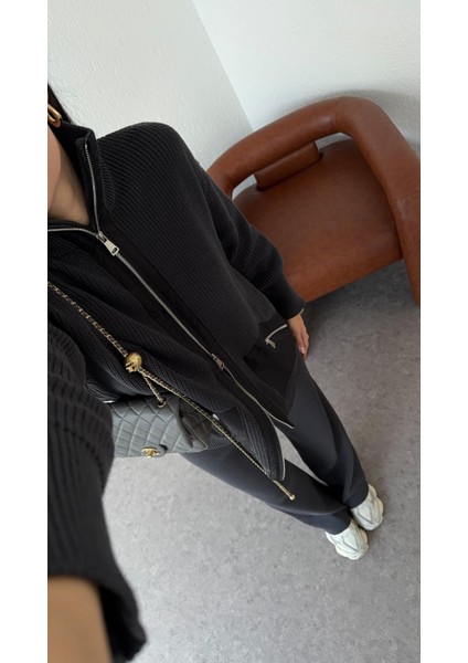 Paraşüt Garnili Premium Antrasit Triko Takım modelleri