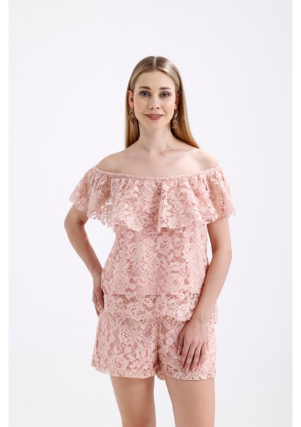 Volan Detaylı Astarlı Dantel Bluz | BLZ33454 fiyatları