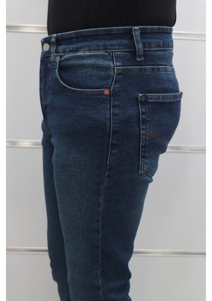 Fistan Store Erkek Koyu Mavi Yüksek Bel Rahat Kesim Boru Paça Jean Pantolon modelleri