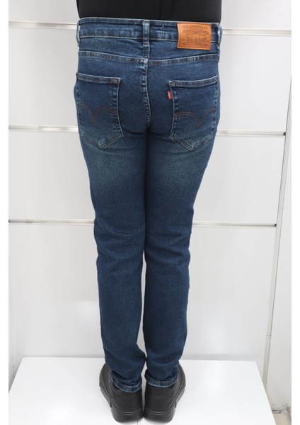 Fistan Store Erkek Koyu Mavi Yüksek Bel Rahat Kesim Boru Paça Jean Pantolon fırsatları