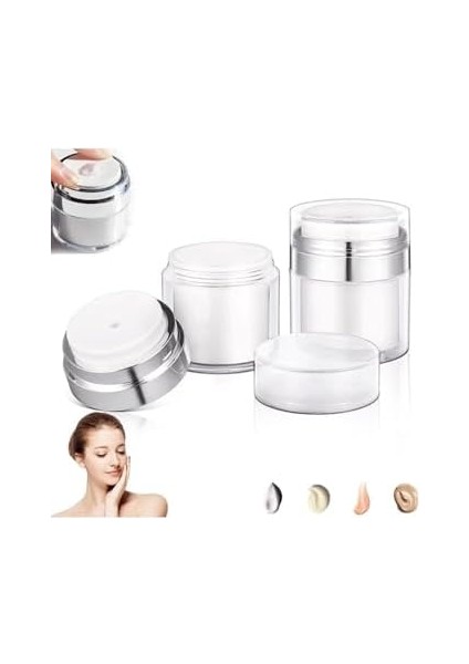 Yenigeldi 50 ml (Büyük Boy) Havasız Pompa Vakumlu Şişe Kapaklı Yeniden Doldurulabilir Krem Kavanozu,şeffaf Beyaz fiyatları