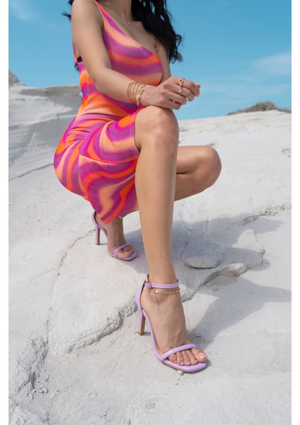 Twist Kadin Lila Tek Bant Topuklu Ayakkabi