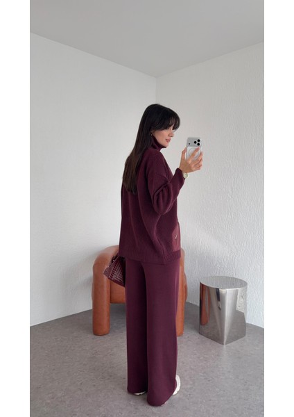 Paraşüt Garnili Premium Mürdüm Triko Takım fiyatları