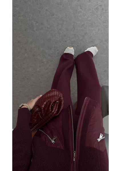 Paraşüt Garnili Premium Mürdüm Triko Takım modelleri