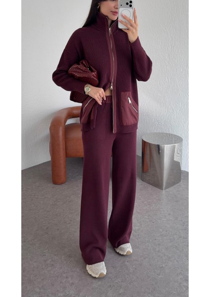 Paraşüt Garnili Premium Mürdüm Triko Takım indirimleri