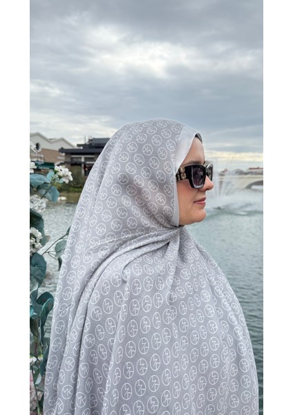 Mk Desen Pamuk Şal Gri