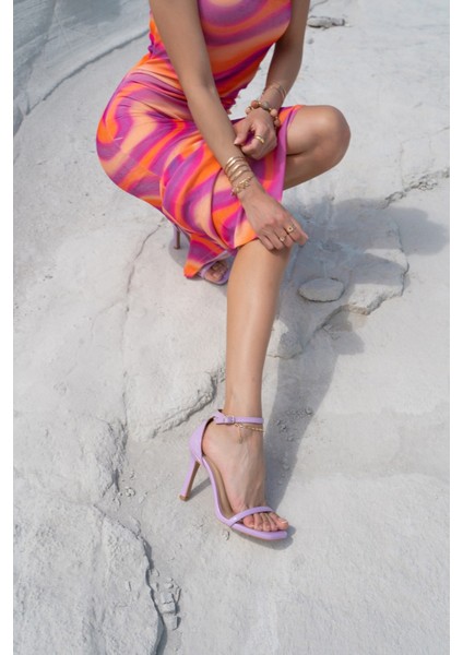 Twist Kadin Lila Tek Bant Topuklu Ayakkabi