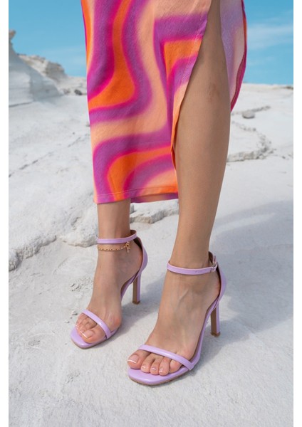 Twist Kadin Lila Tek Bant Topuklu Ayakkabi