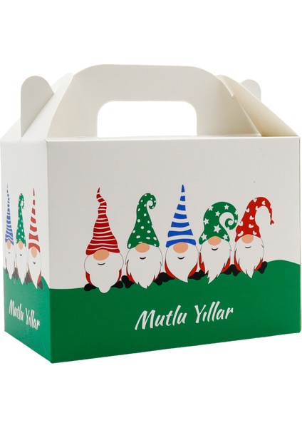 Yılbaşı Temalı 10X14 cm Karton Hediye Kutusu 2 Adet - Mutlu Yıllar ve Happy New Year Kırmızı-Yeşil fırsatları