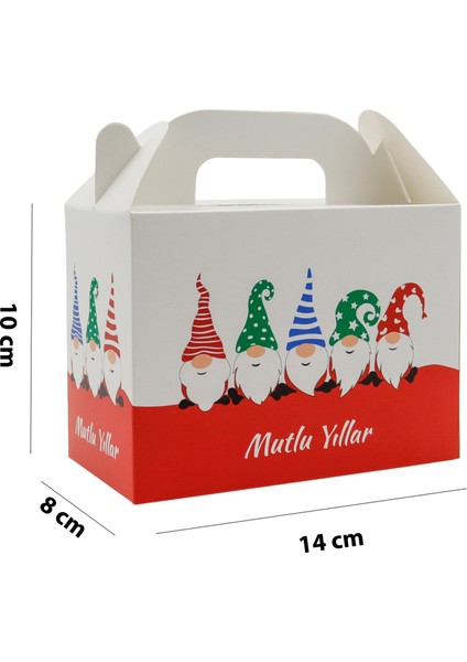 Yılbaşı Temalı 10X14 cm Karton Hediye Kutusu 2 Adet - Mutlu Yıllar ve Happy New Year Kırmızı-Yeşil indirimleri