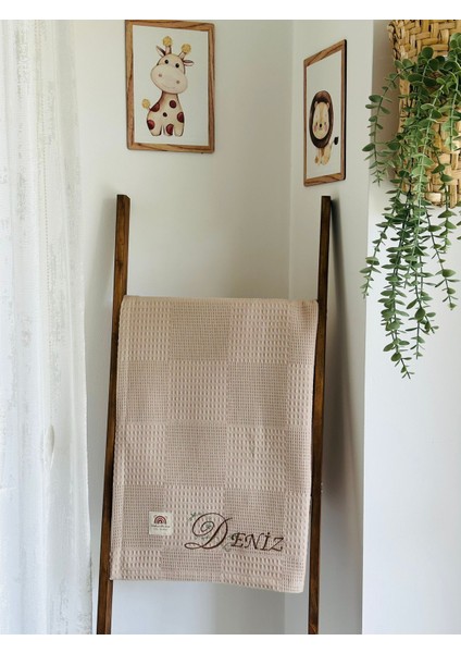 Ftbabycollection Çift Taraflı Kişiye Özel Isim Nakışlı Waffle Pike & Müslin Bebek BATTANIYESI 90X100 CM fiyatları