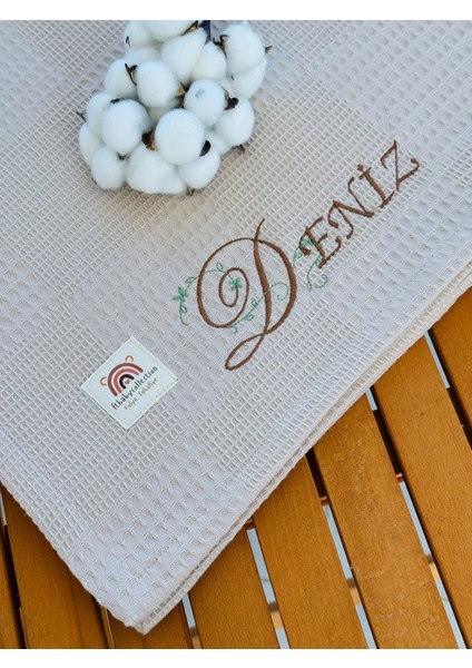 Ftbabycollection Çift Taraflı Kişiye Özel Isim Nakışlı Waffle Pike & Müslin Bebek BATTANIYESI 90X100 CM fırsatları