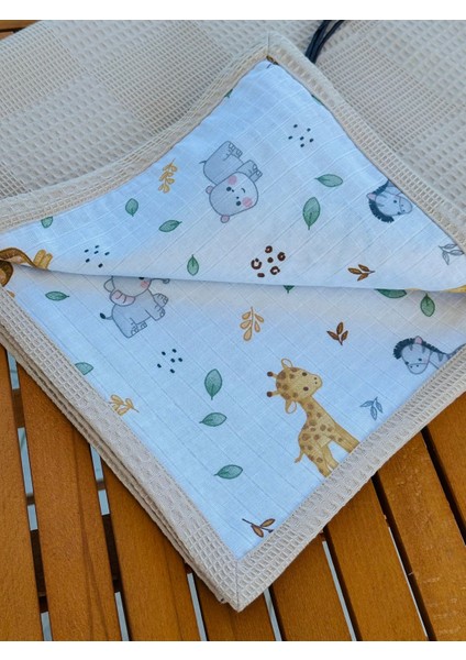 Ftbabycollection Çift Taraflı Kişiye Özel Isim Nakışlı Waffle Pike & Müslin Bebek BATTANIYESI 90X100 CM indirimleri
