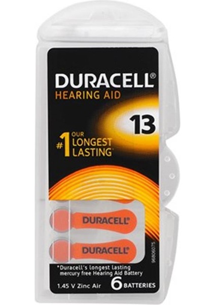 Duracell 13 Numara Düğme Kulaklık Pili Işitme Cihazı Için 6'lı Paket