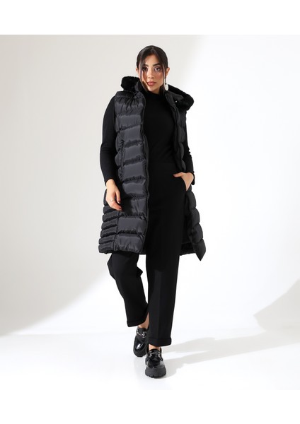 Kadın Kürk Detay Kapitone Şişme Yelek fiyatları