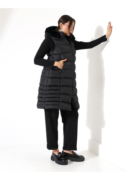 Kadın Kürk Detay Kapitone Şişme Yelek fırsatları