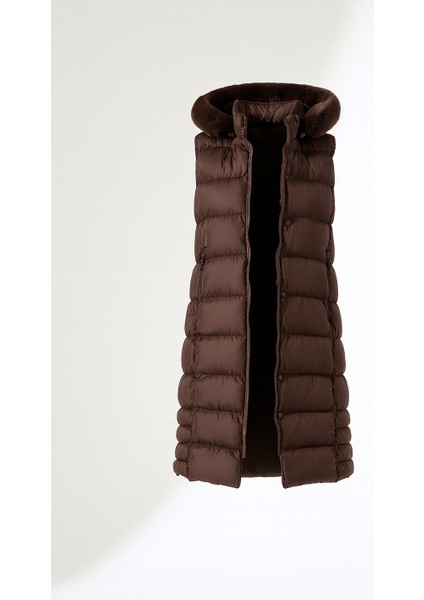 Kadın Kürk Detay Kapitone Şişme Yelek