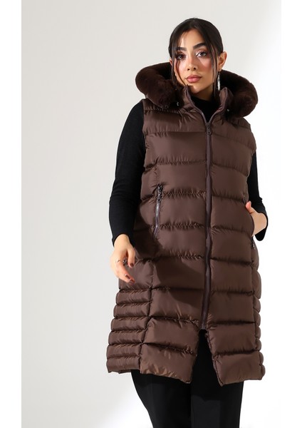 Kadın Kürk Detay Kapitone Şişme Yelek indirimleri