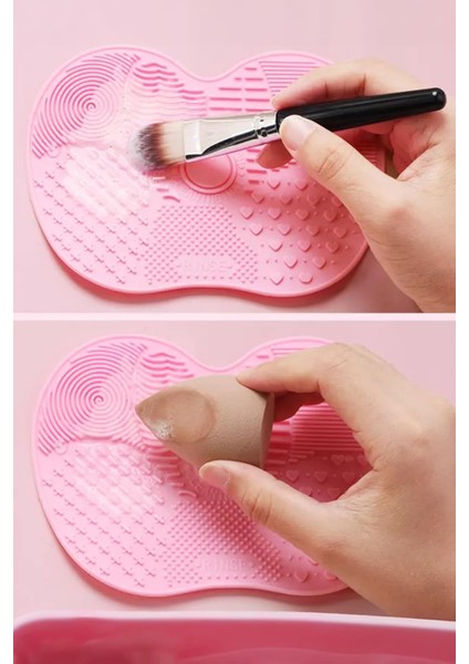 Mobee Katlanabilir Silikon Makyaj Fırça Temizleme Matı Makyaj Aleti Yıkama Pedi Kurutma Standı 1450