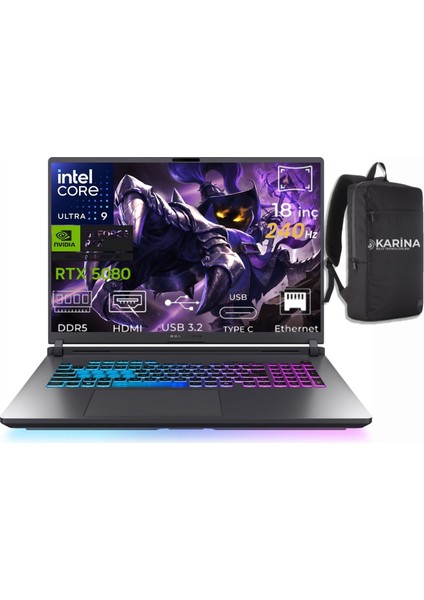 Rog Strix G18 Ultra 9 275HX G815LW-S9129-11 32GB 1tb+1tb RTX5080 16GB Freedos 18" Wqxga Gaming Laptop