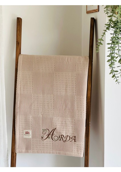 Ftbabycollection Çift Taraflı Kişiye Özel Isim Nakışlı Waffle Pike & Müslin Bebek BATTANIYESI 90X100 CM modelleri