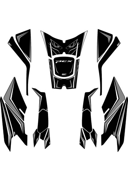 Honda Pcx 125 / 150 2025 Uyumlu Full Tank Pad Seti Gri