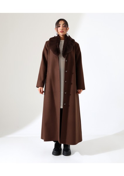 Kadın Şal Yaka Kürk Detay Uzun Büyük Beden Kaşe Kaban fiyatları