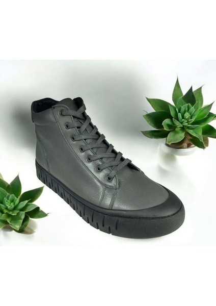 C-112 Erkek Hakiki Deri Rahat Kaymaz Taban Fermuarlı Kışlık Bot