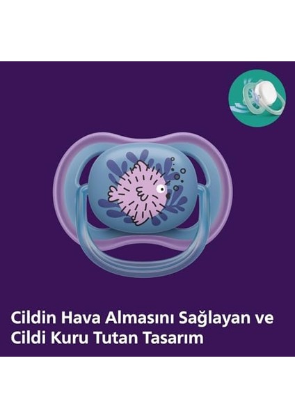 Philips Avent Ultra Air Emzik, Kız Bebekler Için 6-18 Ay, 2’li Paket, Ortodontik Silikon, Geniş Hava Delikli, Mikrodalga Sterilize Edilebilir, Bpa Içermez, Taşıma Kutulu, SCF085/61 modelleri