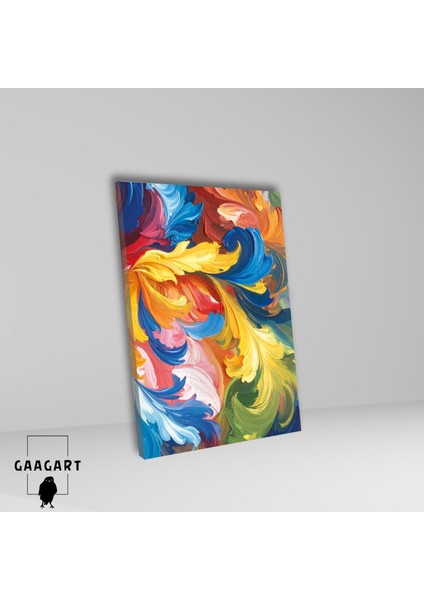 Tekli Dikey Kanvas Tablo Soyut Yaprak Yağlı Boya Görünümlü Fırça Darbeleri fiyatları