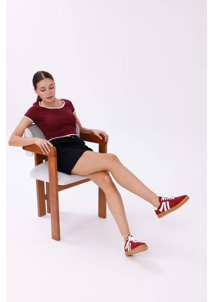 Kadın Sneaker Bağcıklı Düz Ortopedik Taban Günlük Rahat Spor Ayakkabı