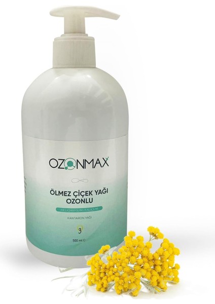 Ozonmax Ozonlu Ölmez Çiçek Yağı 500 ml (Kantaron)-Hassas Ciltlerde, Kuru Ciltlerde Destekleyici Olarak Kullanılabilir, Cildi Sakinleştirir, Cilt Bariyerini Güçlendirir. Her Cilt Tipine Uygundur.