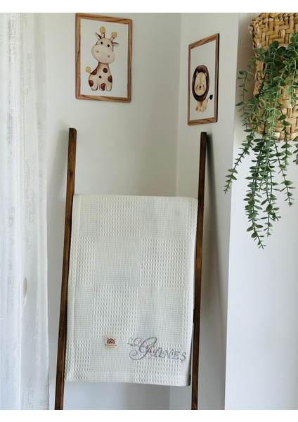 Ftbabycollection Çift Taraflı Kişiye Özel Isim Nakışlı Waffle Pike & Müslin Bebek BATTANIYESI 90X100 CM fiyatları