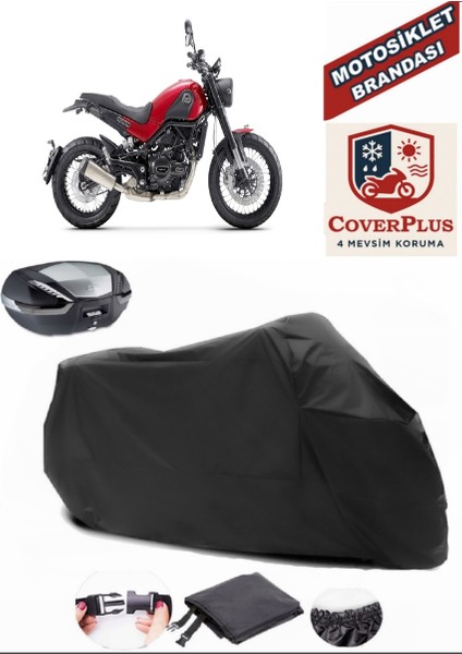 Benelli Leoncino Motor Brandası Siyah Arka Çanta Uyumlu Motorsiket Brandası Motor Örtüsü Çadır Su Geçirmez Motosiklet Kılıfı Motor Brandası