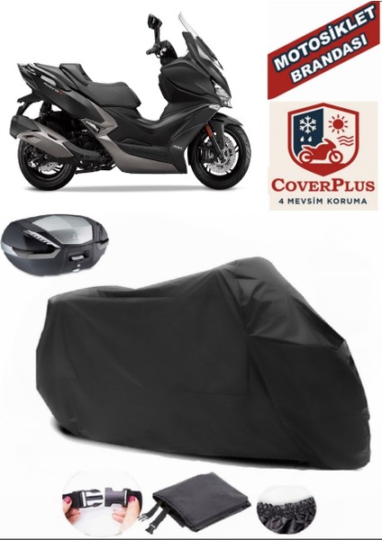 Kymco Xciting S 400 Motor Brandası Siyah Arka Çanta Uyumlu Motorsiket Brandası Motor Örtüsü Çadır Su Geçirmez Motosiklet Kılıfı Motor Brandası