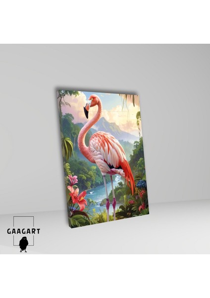 Tekli Dikey Kanvas Tablo Yüksek Kaliteli Renkli Flamingo fiyatları