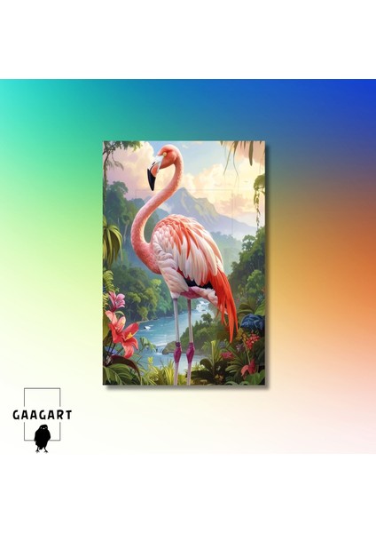 Tekli Dikey Kanvas Tablo Yüksek Kaliteli Renkli Flamingo modelleri