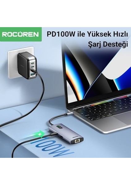 6 Portlu 4K 30Hz Gigabit Ethernet 3*usb3.0 Pd 100W Destekli Hub Çoklayıcı fiyatları