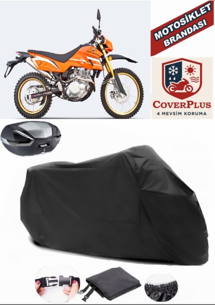 Motoran Cross XV-250 Motor Brandası Siyah Arka Çanta Uyumlu Motorsiket Brandası Motor Örtüsü Çadır Su Geçirmez Motosiklet Kılıfı Motor Brandası
