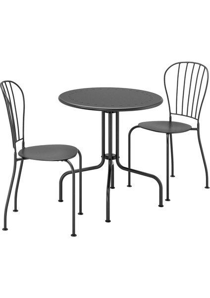 Lackö Masa ve Sandalye Seti Gri Mindersiz 2 Sandalyeli