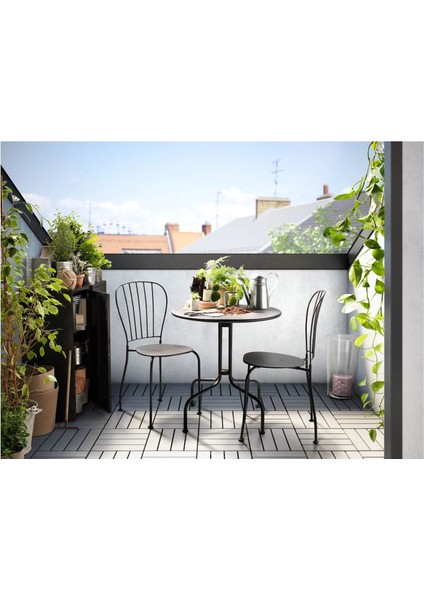 Lackö Masa ve Sandalye Seti Gri Mindersiz 2 Sandalyeli fırsatları