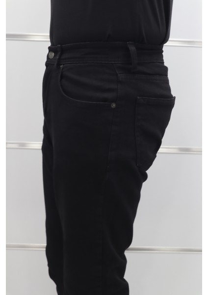 Fistan Store Erkek Siyah Yüksek Bel Rahat Kesim Boru Paça Jean Pantolon modelleri