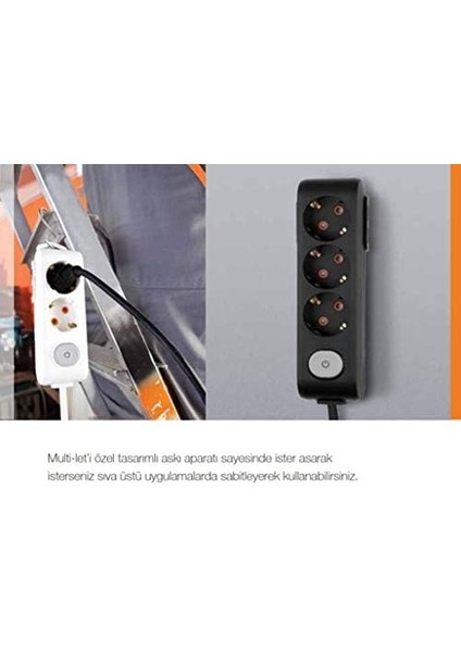 Multi-Let Siyah Dörtlü Priz Topraklı Kablolu Çocuk Korumalı 3 mt modelleri