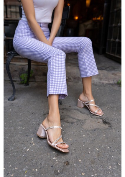 Nusa Kadin Bej Saten Tas Detay Topuklu Abiye Terlik modelleri