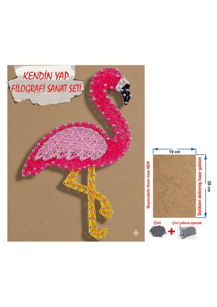 Ip Sanatı Dikkat Geliştirici El Becerisi Çocuk Montessori Eğitimi Filografi Hazır Set Flamingo