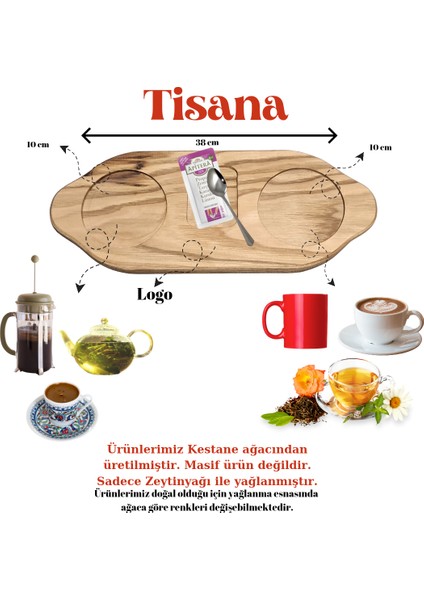 Tisana Doğal Kestane Ağacı Nescafe Türk Kahvesi Bitki Çayı Sunum Tabağı