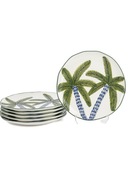 Palmiye Yeşil Mavi 6lı Pasta Tabağı 20CM P374.121416